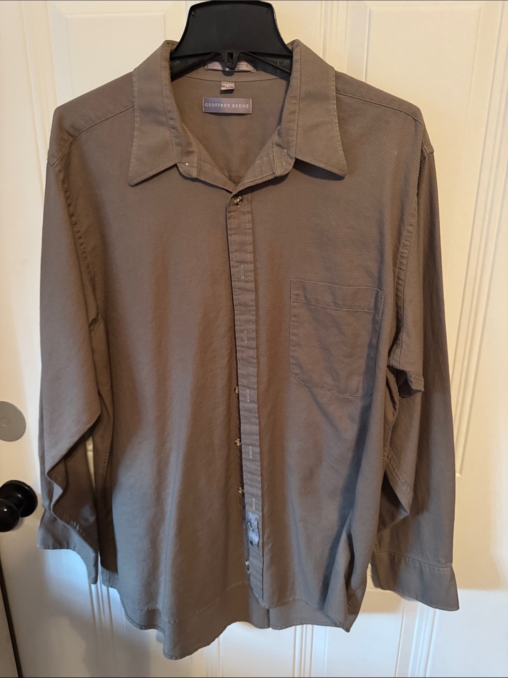 Geoffrey Beene Men's Olive-GreenLong-Sleeve Button-Up Shirt